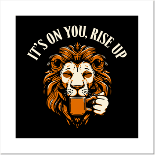 "Bold Beginnings" Lion & Coffee Motivation Posters and Art